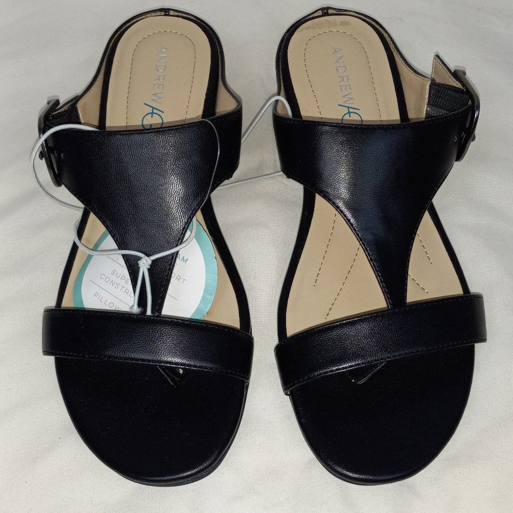 Andrew Geller Black Leather Sandal